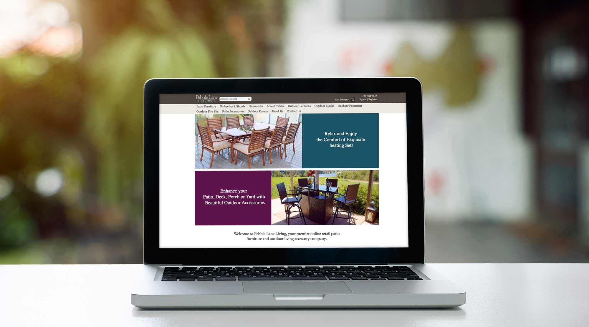 Pebble Lane Living website on Laptop
