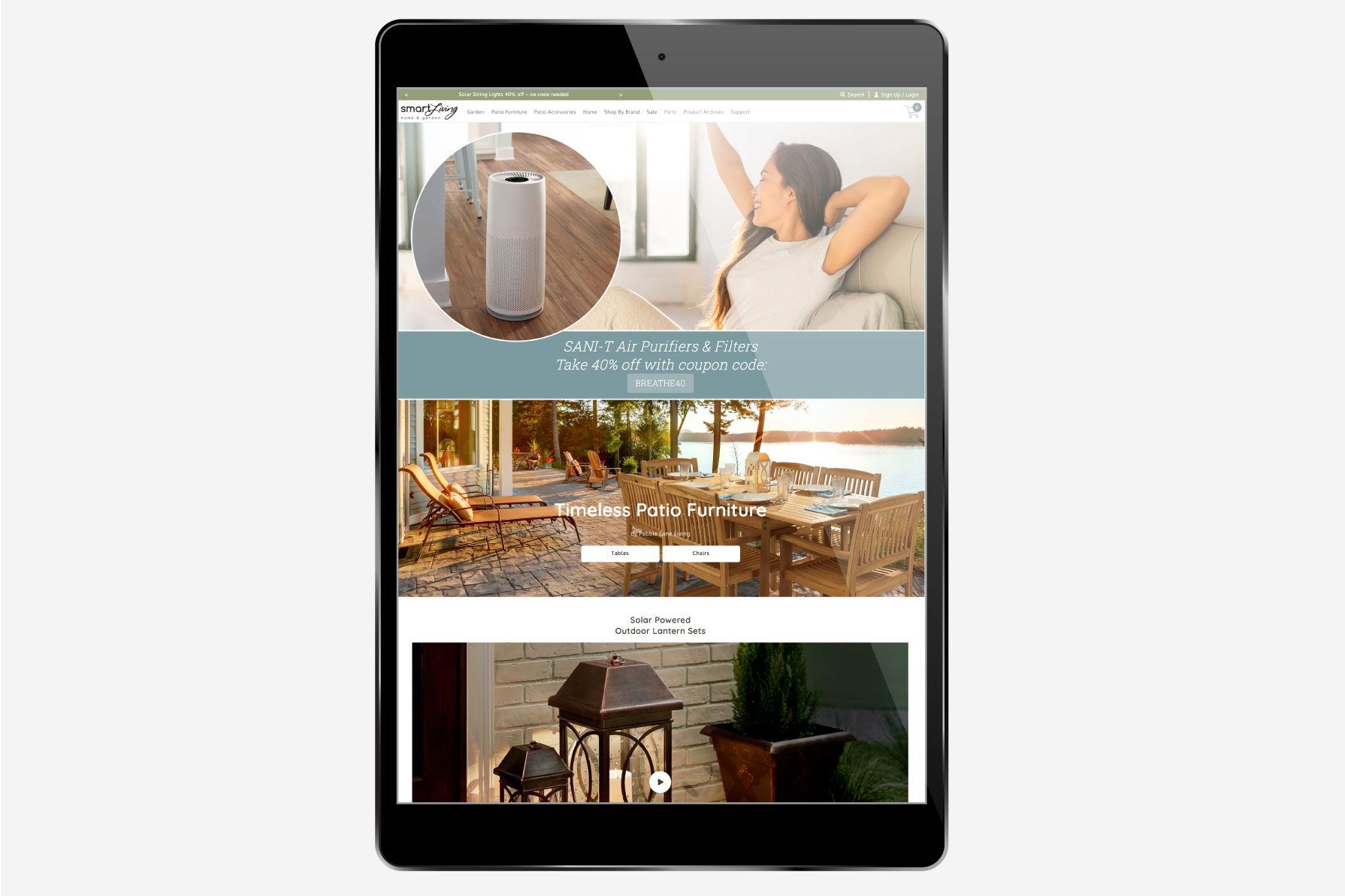Smart Living website on iPad